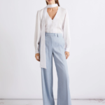 Pantalone palazzo in chevron di lino e viscosa Marella MLLODINO