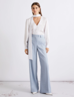 Pantalone palazzo in chevron di lino e viscosa Marella MLLODINO