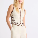 Gilet ricamato in lino Marella MLLAEROVI