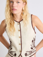 Gilet ricamato in lino Marella MLLAEROVI - immagine 2