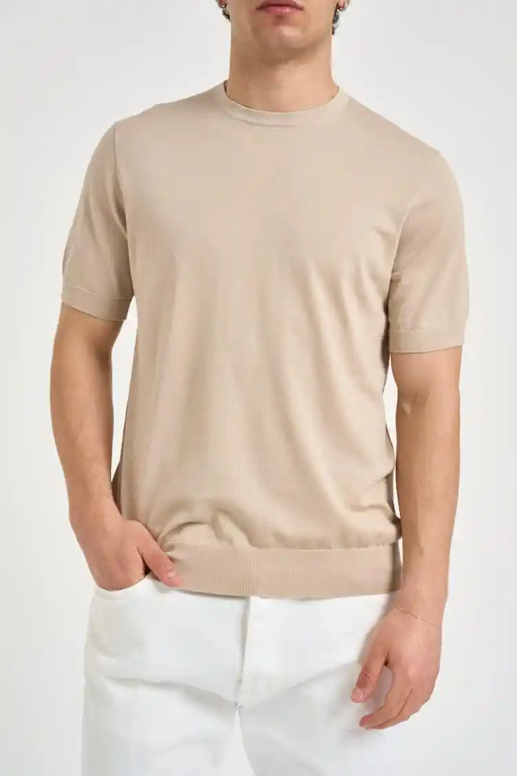 BEIJE T-shirt in cotone Diktat 036 sabbia - immagine 1
