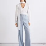Pantalone palazzo in chevron di lino e viscosa Marella MLLODINO