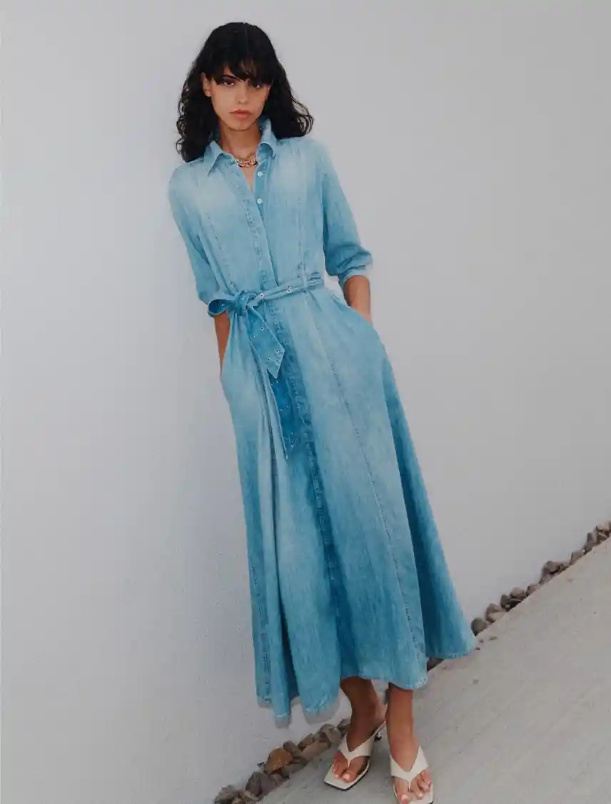 MLSGIAMBO3 Chemisier lungo in denim fluido Marella MLSGIAMBO - immagine 1