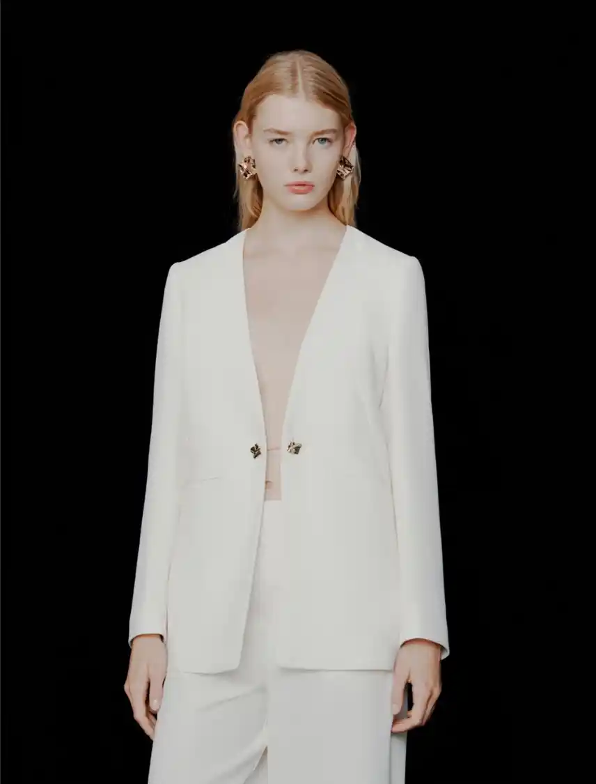 MLTEFFIGE8 Blazer senza collo in envers satin Marella MLTEFFIGE - immagine 1